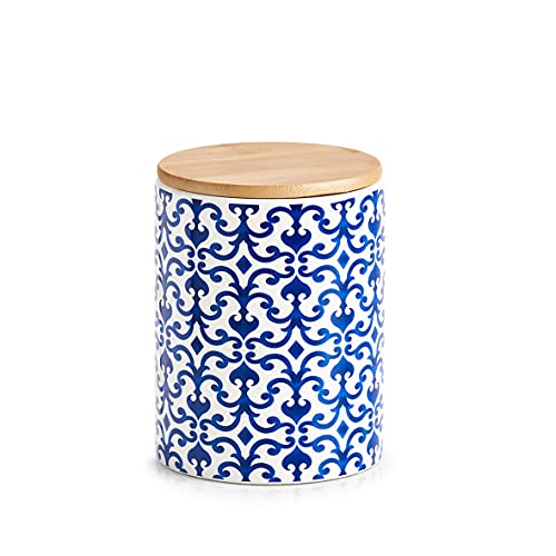 Zeller 19819 Vorratsdose "Marokko", 900 ml, Keramik, blau/weiß, ca. Ø 11 x 15,3 cm von ZELLER PRESENT SCHÖNER LEBEN. PRAKTISCH WOHNEN.