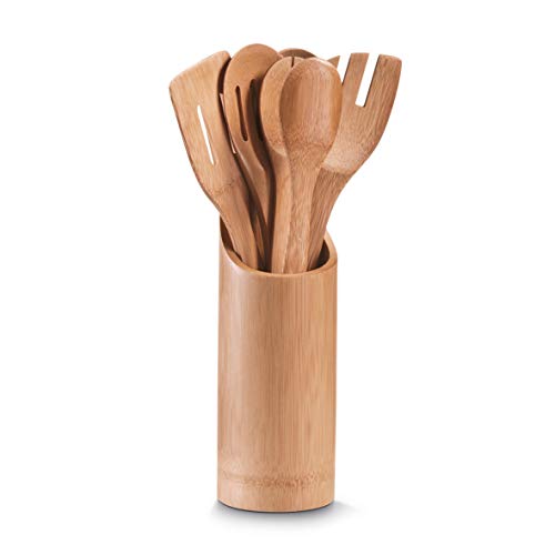 Zeller 25274 Küchenutensilienhalter, 7-teilig, Bamboo, Ø 9 x H 33 cm, Braun, 1 - Pack von ZELLER PRESENT SCHÖNER LEBEN. PRAKTISCH WOHNEN.