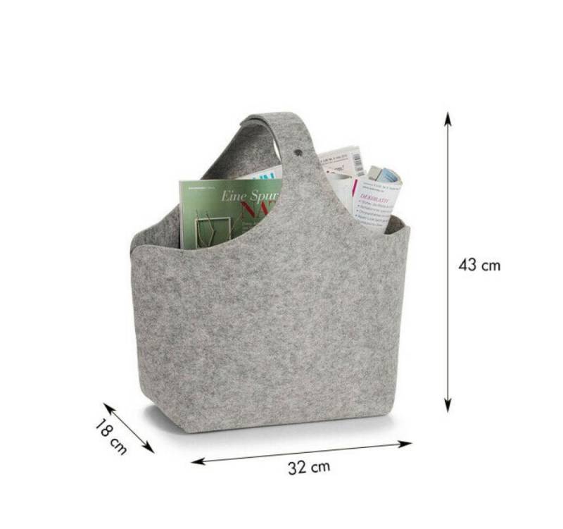 Zeller Hängeaufbewahrung Zeitungskorb Filz grau 32 x 18 x 34 cm Aufbewahrung Korb Zeitschriften (Korb), Zeitschriftenhalter von Zeller