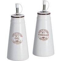 Zeller Essig-und Ölflaschen-Set weiß Keramik von Zeller