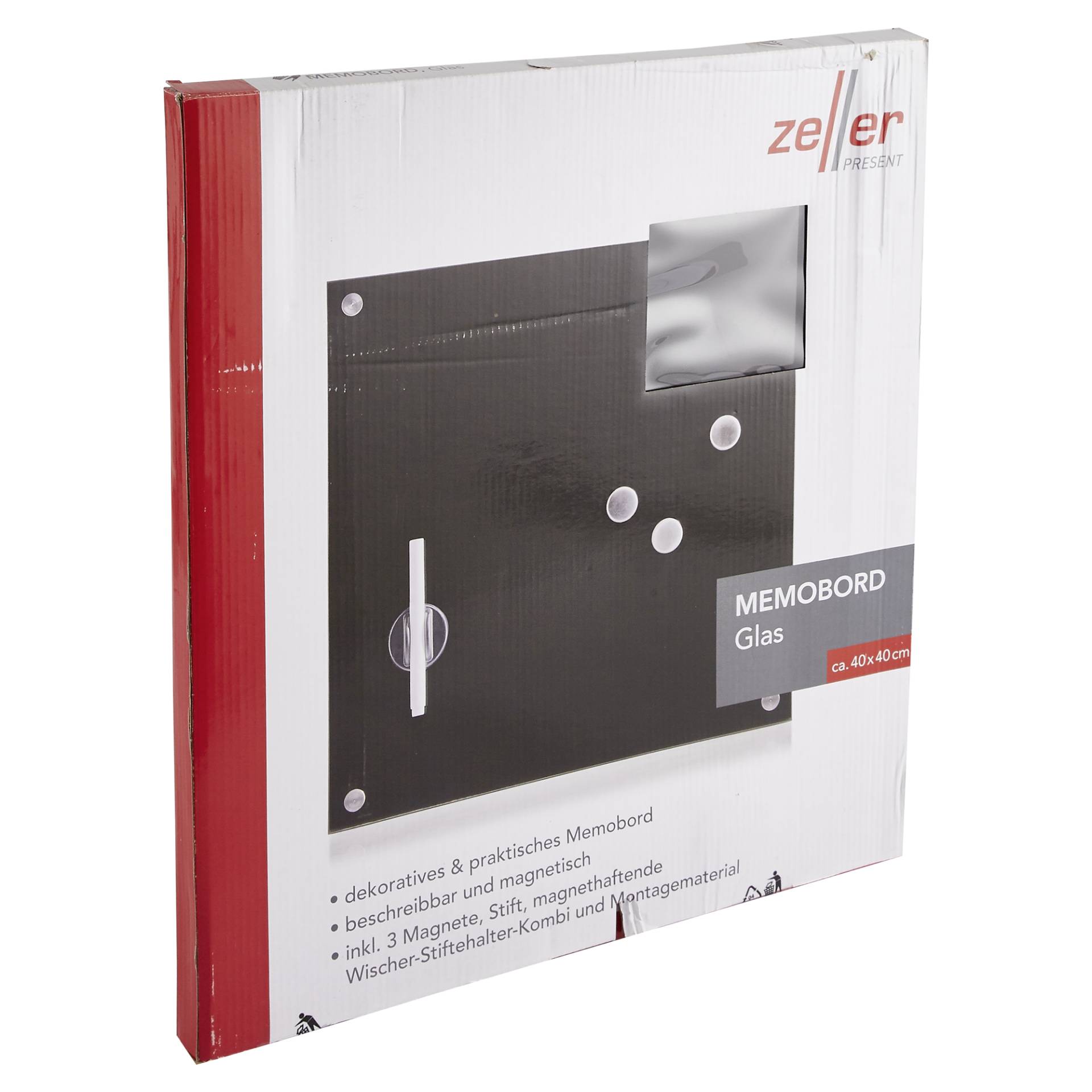 Zeller Glas-Memoboard 40 x 40 cm, schwarz von Zeller