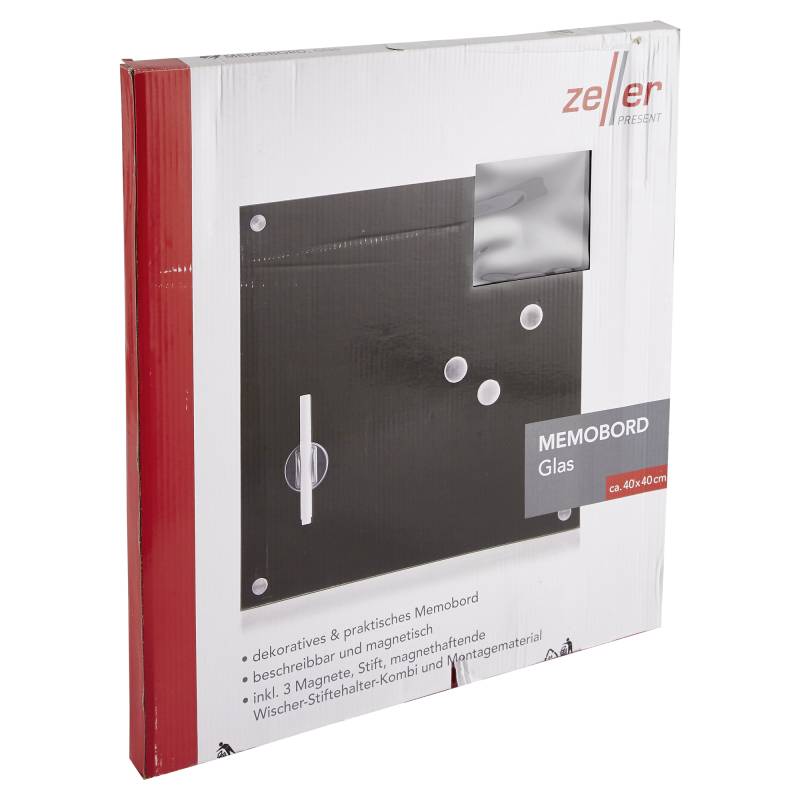 Zeller Glas-Memoboard 40 x 40 cm, schwarz von Zeller