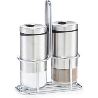 Zeller Salz-/Pfefferstreuer-Set silber Glas B/H/L: ca. 6,6x15,7x12,7 cm von Zeller