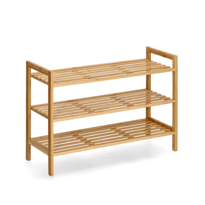 Zeller Schuhregal mit 3 Ablagen Bambus naturfarben 70 x 50 x 26 cm von Zeller
