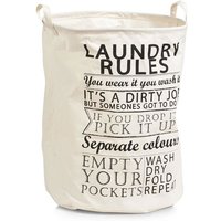 Wäschesammler Laundry Rules, Canvas, Stoff, beige, 38 x 38 x 48 cm - Zeller von Zeller