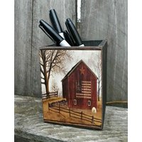 Americana Barn Stiftebox Handgefertigter Schreibtisch Organizer von ZellnerPrimitives