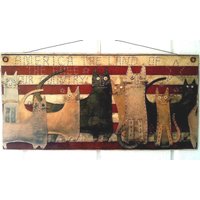Folk Art Katzenbild Plaque Americana Primitive Decor | 43 cm X 23 cm von ZellnerPrimitives