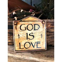 God Is Love Plakette Inspirierendes 4x4 Fotogeschenk von ZellnerPrimitives
