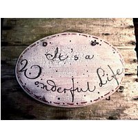 "It's A Wonderful Life Zeichen/"It's Life" Komplett Mit Vintage Draht-Aufhänger 10 X 18 cm Handgefertigt in Den Usa." von ZellnerPrimitives