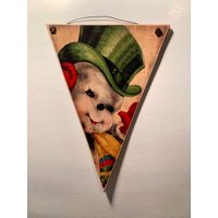 Vintage Weihnachts-Schneemann-Wimpel Handgefertigte Holz-Kunst Mit Rostigem Draht-Wandhänger Vintage Weihnachts-Schneemann-Wimpel Handgefertigte Holz-Kunst Mit Rostigem Draht-Wandhänger von ZellnerPrimitives