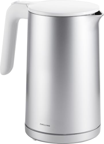 ZWILLING ENFINIGY Wasserkocher mit Edelstahl-Kalkfilter & Überhitzungsschutz, kabellos, 1850 Watt, 1,5 Liter, Silber von Zwilling