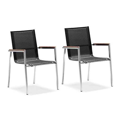 Zelsius 2X Premium Gartenstuhl aus Edelstahl mit Teak Holz Armlehne | 55 x 56 x 88 cm | schwarz | Balkonstuhl für Garten und Terrasse | Stapelbar und Wetterfest | Terrassenstuhl, Gartensessel, Balkon Zelsius 2X Premium Gartenstuhl aus Edelstahl mit Teak Holz Armlehne | 55 x 56 x 88 cm | schwarz | Balkonstuhl für Garten und Terrasse | Stapelbar und Wetterfest | Terrassenstuhl, Gartensessel, Balkon von Zelsius