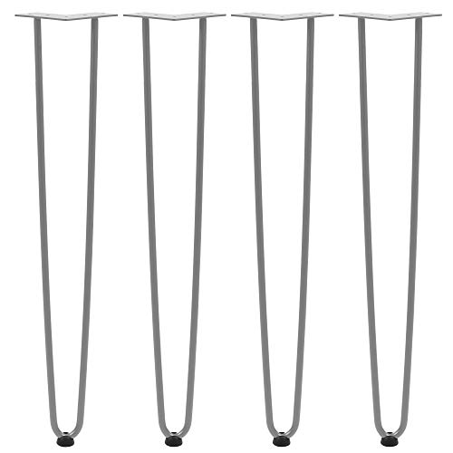 Zelsius 4er Set Hairpin Legs 71cm I Tischbeine I Haarnadelbeine I Hairpins für Do-It-Yourself Esstisch und Arbeitstisch (Grau) von Zelsius