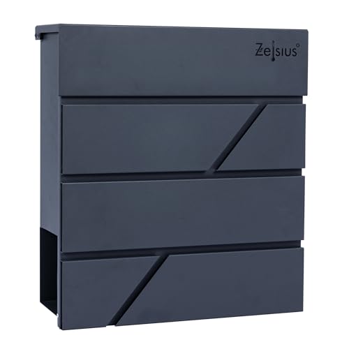 Zelsius Briefkasten Solid mit Zeitungsfach | Postbox in RAL7016 Anthrazit | integrierter Soft-Close-Effekt | Wand- oder Ständermontage | Briefbox, Wandbriefkasten, Postkasten, Letterbox, Mailbox von Zelsius