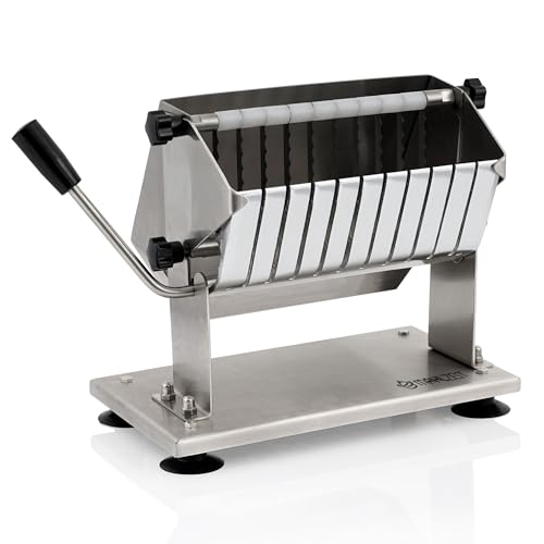 Mahlzeit Edelstahl Currywurstschneider für 18 mm Scheiben | 10 extra scharfe Messer mit Wellenschliff | Bratwurstschneider manuell für Imbiss, Gastro | Hand Curry Wurst Schneider, Wurstschneider Mahlzeit Edelstahl Currywurstschneider für 18 mm Scheiben | 10 extra scharfe Messer mit Wellenschliff | Bratwurstschneider manuell für Imbiss, Gastro | Hand Curry Wurst Schneider, Wurstschneider von Mahlzeit