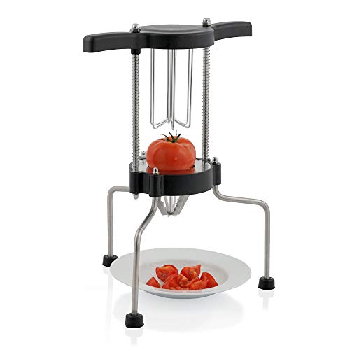 Zelsius Edelstahl Tomatenschneider Sechstel Tomatenteiler für 6 Spalten Gemüseschneider Obstschneider 6 extra scharfe Wellenschliffmesser Profi Gastro für Tomaten Obst Gemüse von Zelsius