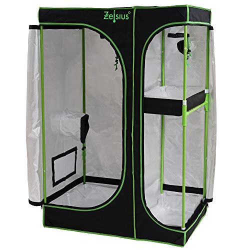 Zelsius Growzelt MyHomeGrow 2-in-1 Grow Tent | Indoor Growroom | schwarz grün | Growroom Growschrank Darkroom Pflanzenzelt Gewächshaus Zuchtzelt (120 x 90 x 145 cm) von Zelsius