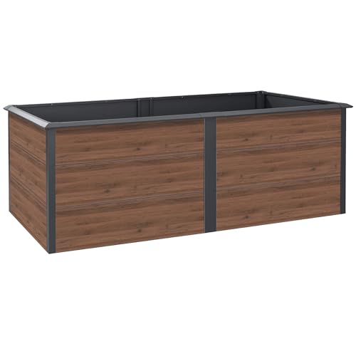 Zelsius Hochbeet für Garten, Terrasse oder Balkon Anthrazit RAL 7016 | 200 x 100 x 77 cm, Walnuss Holzoptik | Gemüsebeet, Blumenbeet, Pflanzbeet, Pflanzkasten, Blumenkasten, Gartenbeet von Zelsius