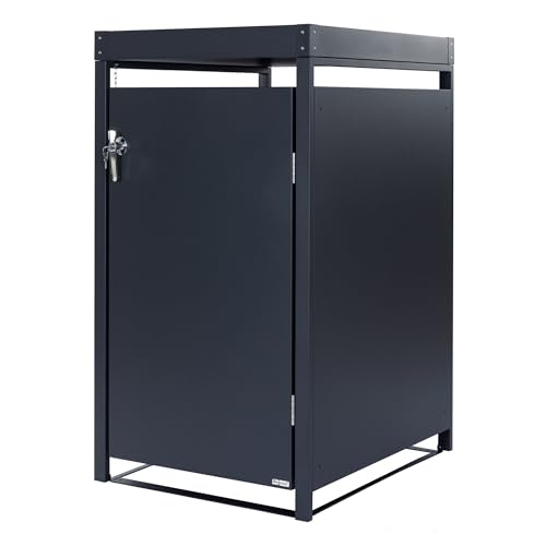 Zelsius Mülltonnenbox 1er mit Pflanzdach für 1 Mülltonne | (B) 68 x (T) 80 x (H) 124 cm | Anthrazit RAL 7016, mit Erweiterungsmöglichkeit | Mülltonnenverkleidung für 1 | Sichtschutz für Tonnen von Zelsius