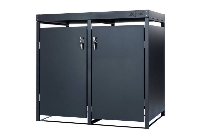 Zelsius Mülltonnenbox Mülltonnenbox mit Pflanzdach für zwei 120 - 240 Liter Mülltonnen von Zelsius
