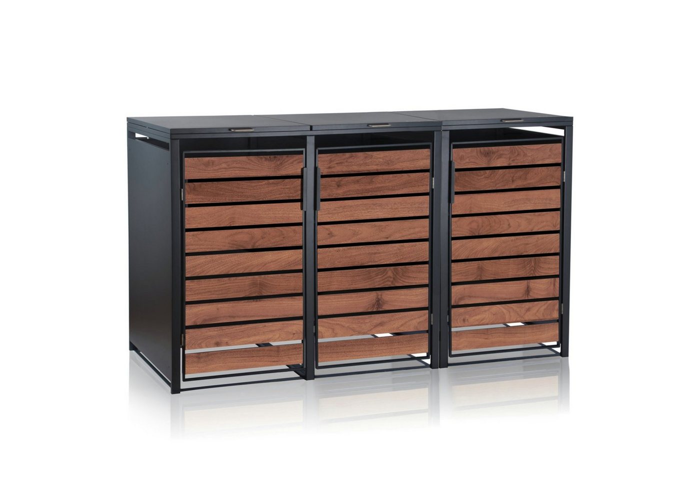 Zelsius Mülltonnenbox Set für drei Mülltonnen, RAL 7016, Tür in dunkelbrauner Holzoptik Zelsius Mülltonnenbox Set für drei Mülltonnen, RAL 7016, Tür in dunkelbrauner Holzoptik von Zelsius