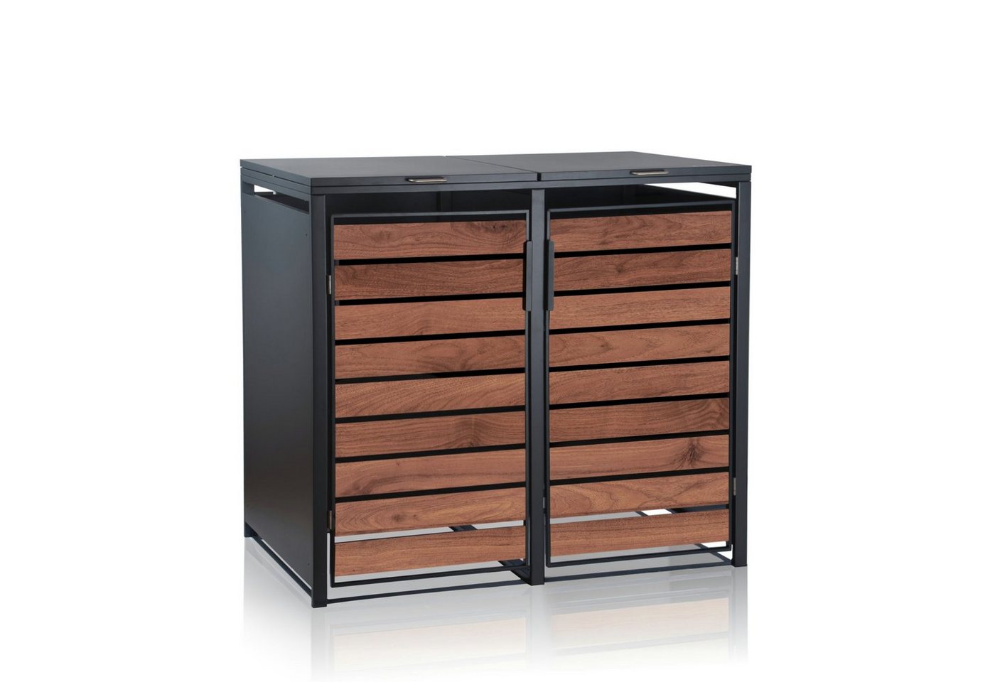 Zelsius Mülltonnenbox für zwei Mülltonnen, RAL 7016, Tür in dunkelbrauner Holzoptik Zelsius Mülltonnenbox für zwei Mülltonnen, RAL 7016, Tür in dunkelbrauner Holzoptik von Zelsius