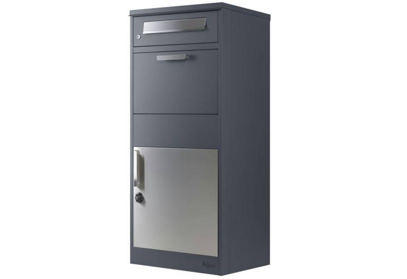 Zelsius Paketbriefkasten RAL7016 Anthrazit mit Edelstahl Elementen, mit Diebstahlsperre von Zelsius