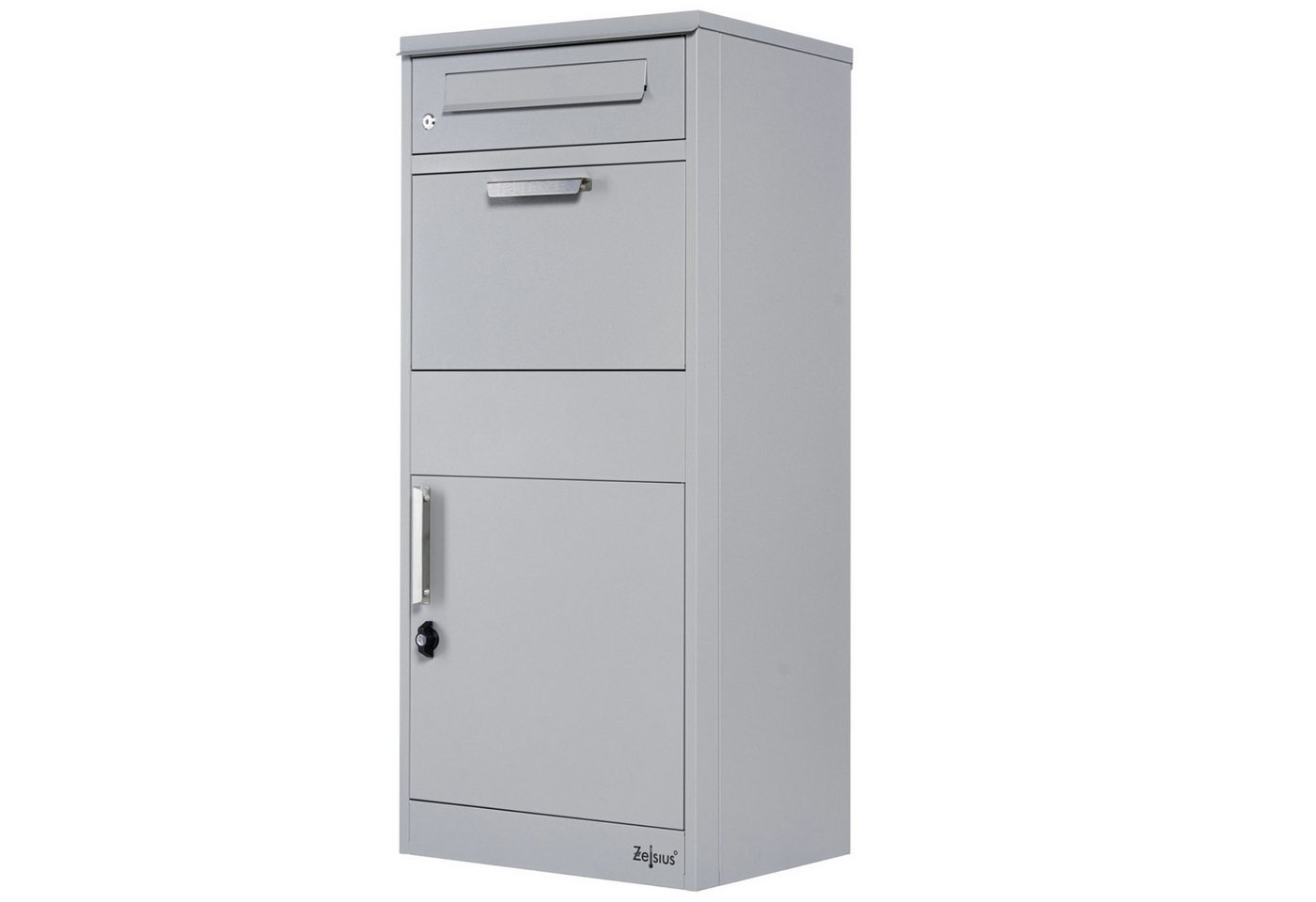 Zelsius Paketbriefkasten RAL9007 Grau, Stahl Briefkasten mit Diebstahlsperre und 2 Einwürfen Zelsius Paketbriefkasten RAL9007 Grau, Stahl Briefkasten mit Diebstahlsperre und 2 Einwürfen von Zelsius