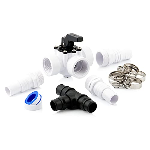 Zelsius Pool Bypass Set 12-teilig | Universal 3 Wege Ventil für Wärmepumpe Poolheizung Solarheizung | Absperrhahn Schlauchtüllen 32/38 mm Rohrschellen T-Stück Abdichtband von Zelsius