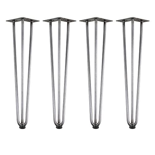 Zelsius Tischbeine, Hairpin Legs, Tischgestell, 4er Set Tischkufen, Haarnadelbeine, Stahl Hairpins für Do-It-Yourself Esstisch Arbeitstisch Beistelltisch (60 cm, Natur/Rohstahl) von Zelsius