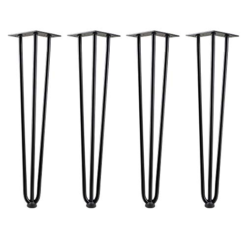 Zelsius Tischbeine (60 cm, schwarz), Hairpin Legs, Tischgestell, 4er Set Tischkufen, Haarnadelbeine, Stahl Hairpins für Do-It-Yourself Esstisch Arbeitstisch Beistelltisch von Zelsius