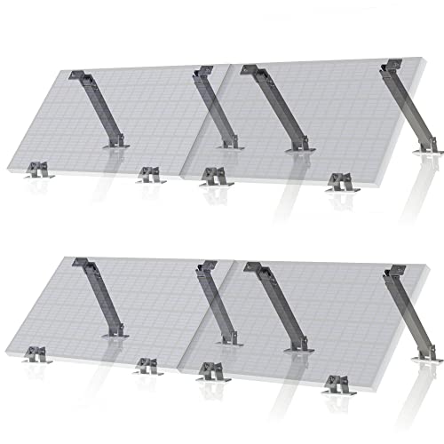 Zelsius Universal Solarmodul Halterung Set mit verstellbarem Winkel | Aluminium Montageset für vier Panele | Panelhalterung mit Teleskopmechanismus, Befestigungsset | Solarmodulbefestigung von Zelsius