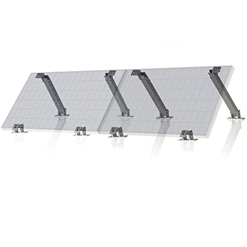 Zelsius Universal Solarmodul Halterung Set mit verstellbarem Winkel | Aluminium Montageset für zwei Panele | Panelhalterung mit Teleskopmechanismus, Befestigungsset | Solarmodulbefestigung von Zelsius