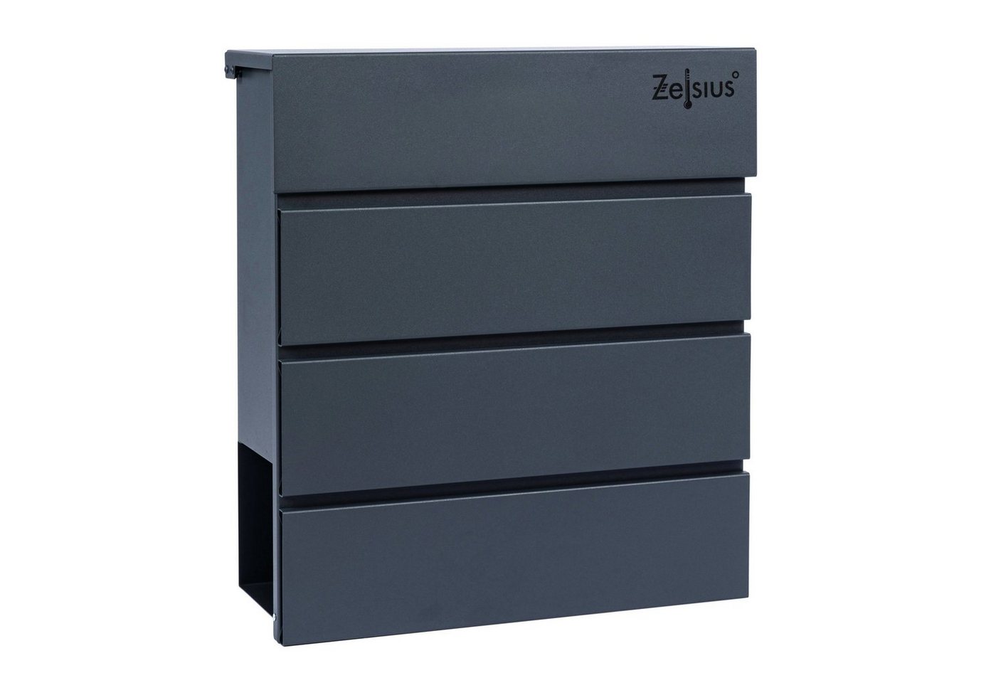 Zelsius Wandbriefkasten Briefkasten Straight mit Zeitungsfach, RAL7016 Anthrazit, Wandmontage, Integrierter Soft-Close Mechanismus, Absenkautomatik von Zelsius