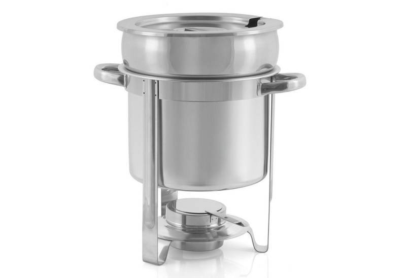 Mahlzeit Speisenwärmer Edelstahl Chafing Dish rund 7 Liter, Warmhaltebehälter Essen von Mahlzeit