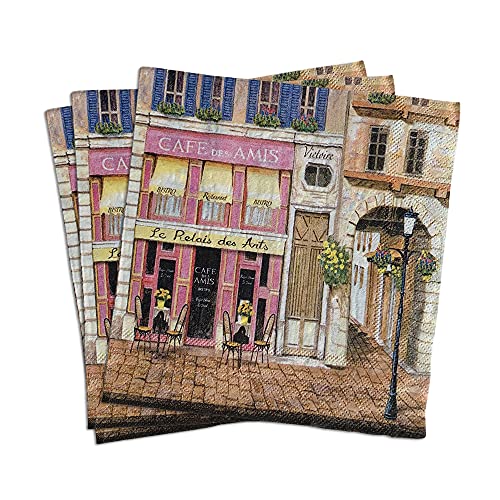 20 Stück farbige Papierservietten im Vintage-Decoupage-Stil für Abendessen, Tee, Partys und Duschen, Cafe 20 Stück farbige Papierservietten im Vintage-Decoupage-Stil für Abendessen, Tee, Partys und Duschen, Cafe von Zelten