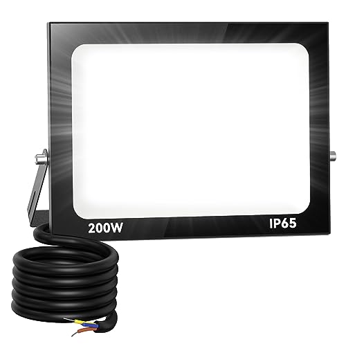 Zelvia 200W LED Strahler Außen 5000LM Superhell LED Strahler 6500K Kaltweiß Scheinwerfer Außen IP65 Wasserfest Fluter Außenstrahler für Sportplatz Garage Garten Hotel von Zelvia