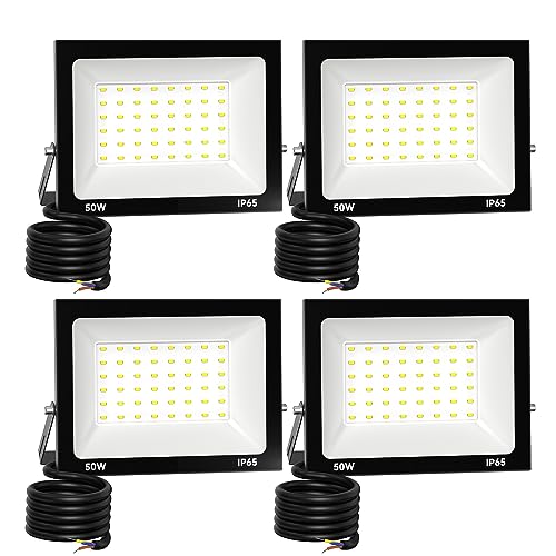 Zelvia 4 Stück 50W LED Strahler Außen 5000LM Superhell LED Strahler 6500K Kaltweiß Scheinwerfer Außen IP65 Wasserfest Fluter Außenstrahler für Sportplatz Garage Garten Hotel Zelvia 4 Stück 50W LED Strahler Außen 5000LM Superhell LED Strahler 6500K Kaltweiß Scheinwerfer Außen IP65 Wasserfest Fluter Außenstrahler für Sportplatz Garage Garten Hotel von Zelvia