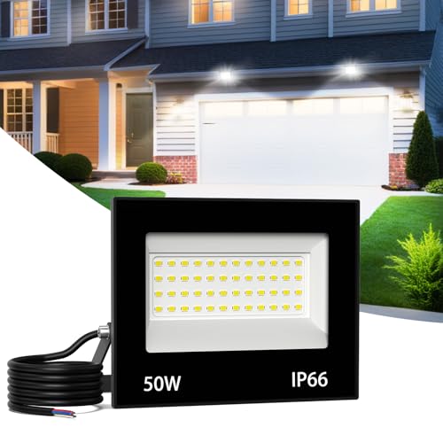 Zelvia LED Strahler 6500K Außenleuchte Kaltweiß Superhell Außenstrahler Flutlicht IP66 Wasserdicht Scheinwerfer für Garten Garage Hotel (Kaltweiß, 50W) von Zelvia