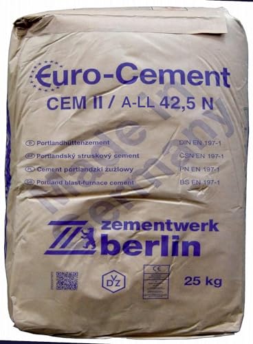 25Kg Zement CEMII/B-S 42,5 N zum Betonieren Mauern Putzen und Herstellung von Mörtel und Beton von Zementwerk Berlin