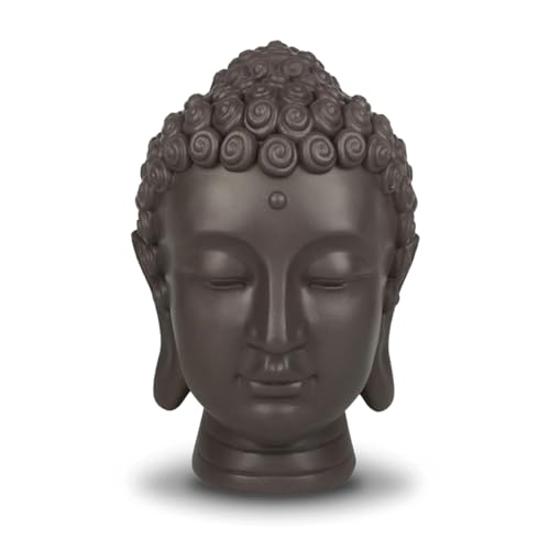 Zen'Light - Buddha-Kopf-Figur - Dekoration für Zen, Meditation und Feng-Shui - Geschenk für eine entspannende und spirituelle Atmosphäre - Buddha-Statue - Höhe: 20 cm - Farbe: Grün/Braun von ZEN ARÔME