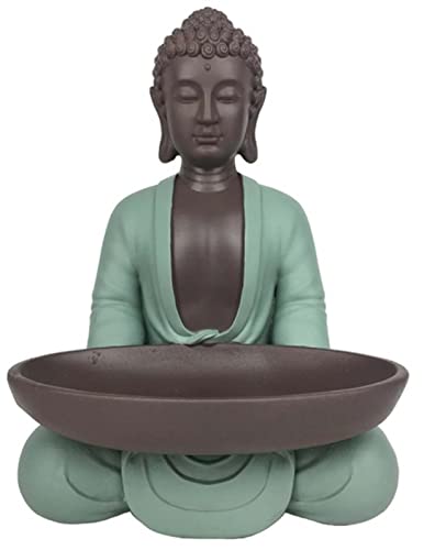 Leere Figur Buddha – Dekoration Zen und Feng Shui – für eine entspannende und spirituelle Atmosphäre – Geschenkidee Glücksbringer – Höhe: 20 cm – Farbe: Grün und Braun – Zen'Light von ZEN ARÔME