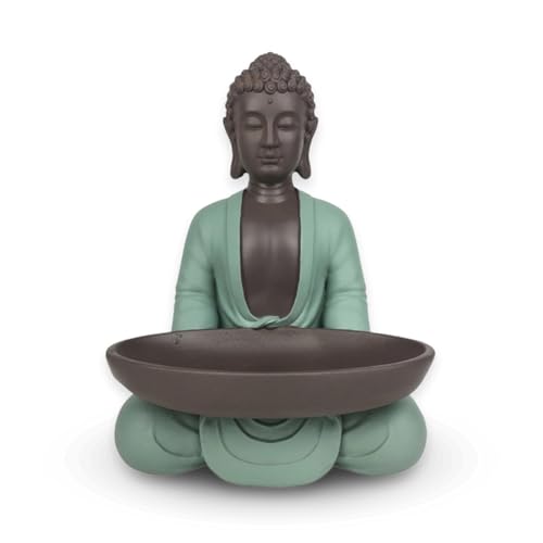 Leere Figur Buddha – Dekoration Zen und Feng Shui – für eine entspannende und spirituelle Atmosphäre – Geschenkidee Glücksbringer – Höhe: 20 cm – Farbe: Grün und Braun – Zen'Light von ZEN ARÔME