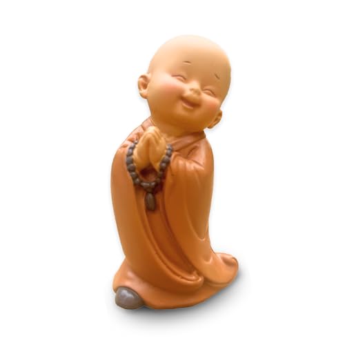 Buddha-Statue aus lächelnder Bonze mit Rosenkranz - Heitere Atmosphäre in Ihrem heiligen Raum - wunderschöne glücksbringende Figur - Geschenkidee für alle Generationen -H 8.5 cm - Zen'Light von Zen Light