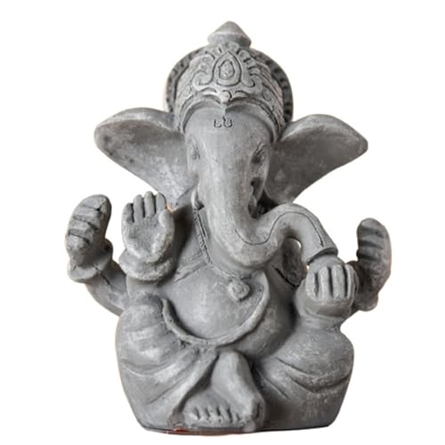 Ganesh Statue - Statuette Zen und Feng Shui Dekoration - Bringt eine beruhigende und entspannende Atmosphäre in Ihr Zuhause - Statue Glücksbringer Farbe Grau - Höhe: 12cm - Zen'Light von Zen Light