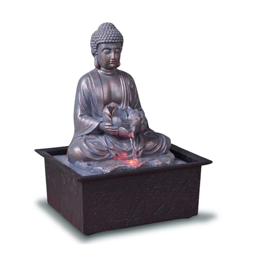 Innenbrunnen Buddha Meditation Lotus Helle farbenfrohe LED - Zen Decor Wohnzimmer Schlafzimmer - nützliche Frauen und Mann Geschenkbett - H 26cm - Sutra Zen'light von Zen Light