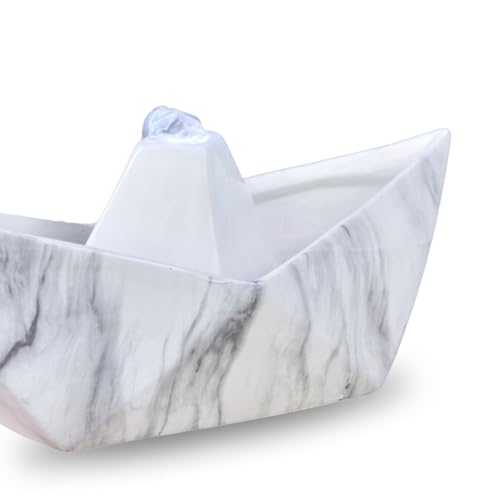 Keramische Innenbrunnen Authentische Schöpfung farbenfrohe leichte Marmoreffekt, Tischbrunnen, H21X32X14CM - Segelzen'light, Weiss von Zen Light