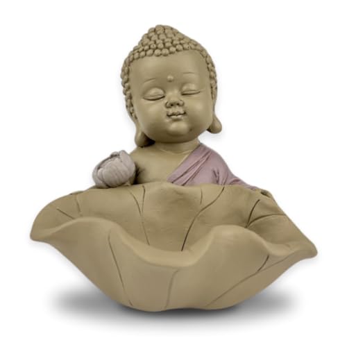 Statue Buddha Baby Prior vor Lotus - Zen-Atmosphäre in Ihrem heiligen Raum - wunderschöne Figur als Glücksbringer - H 10.5 cm - Zen'Light von Zen Light