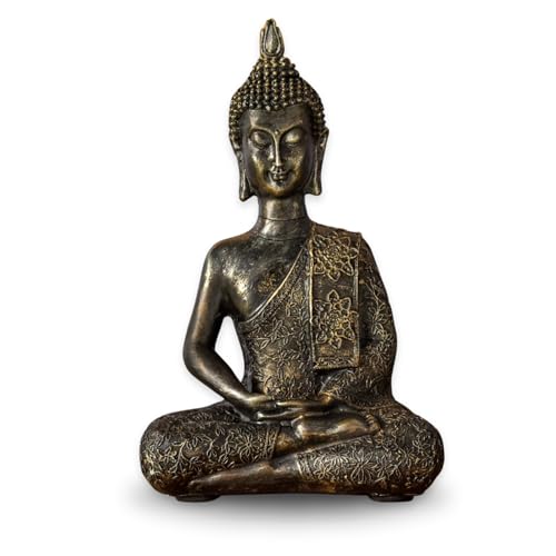 Thai Buddha Statue - Statuette Zen und Feng Shui Dekoration - Bringt eine beruhigende und entspannende Atmosphäre in Ihr Zuhause - Statue Glücksbringer Farbe Bronze - Höhe: 21cm - Zen'Light von Zen Light