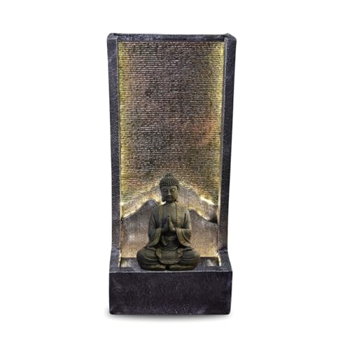 XL Gartenbrunnen mit Abnehmbarer Buddha-Statue - Wasserwandbrunnen mit Relief Außen- und Innenbereich - Zen und dekorative Atmosphäre in Ihrem Außenbereich - H 100 cm - Zen'Light von Zen Light